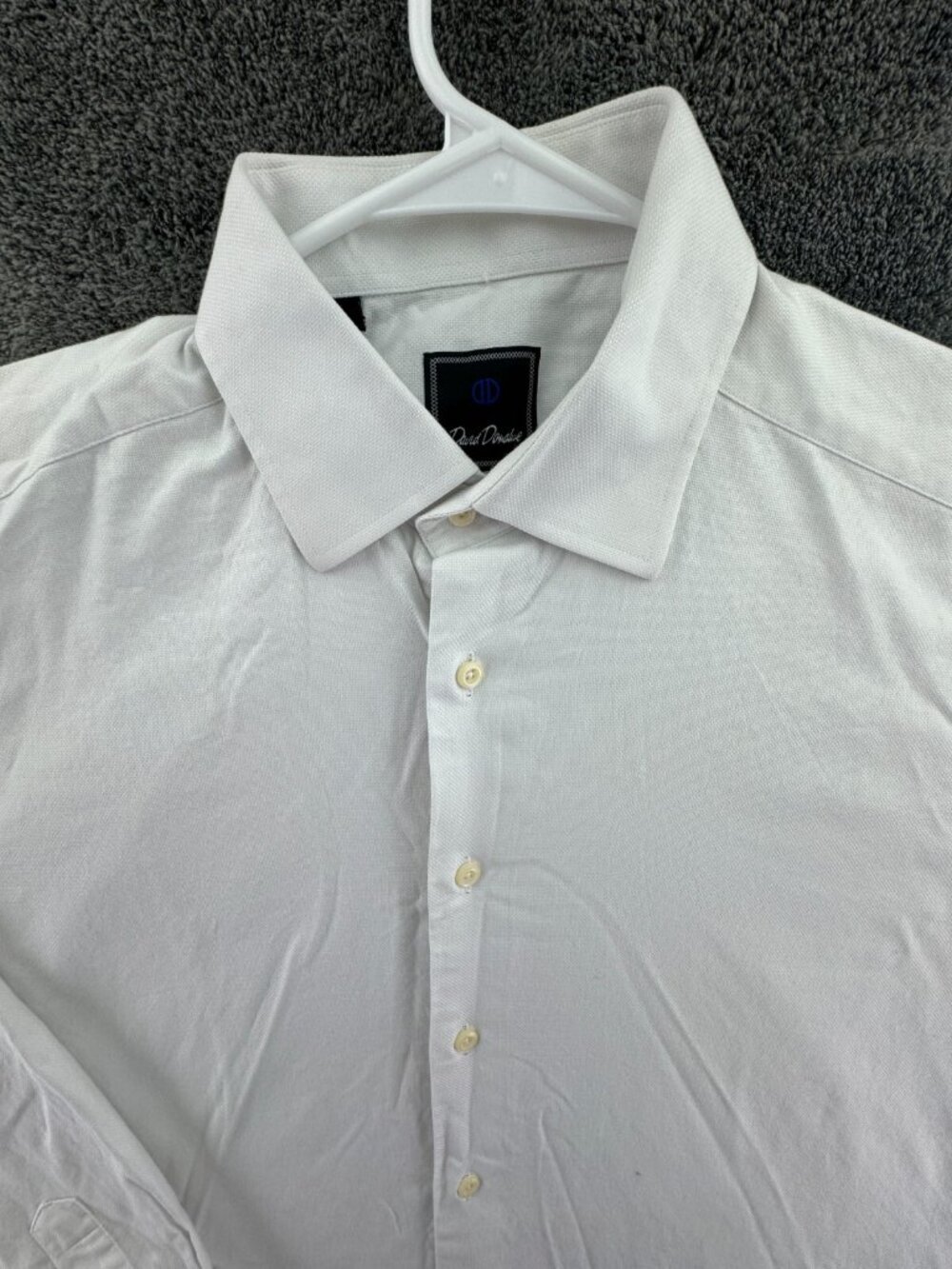 David Donahue Long Sleeve Button Up Shirt Men’s Cotton Size 16 34/35 White Adult